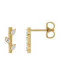Brinco Floral Barra em Ouro 14k com Diamantes Naturais