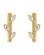 Brinco Floral Barra em Ouro 14k com Diamantes Naturais
