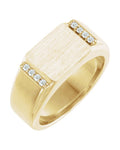 Anel Retângulo Chevalier em Ouro 14k com Diamantes Negros