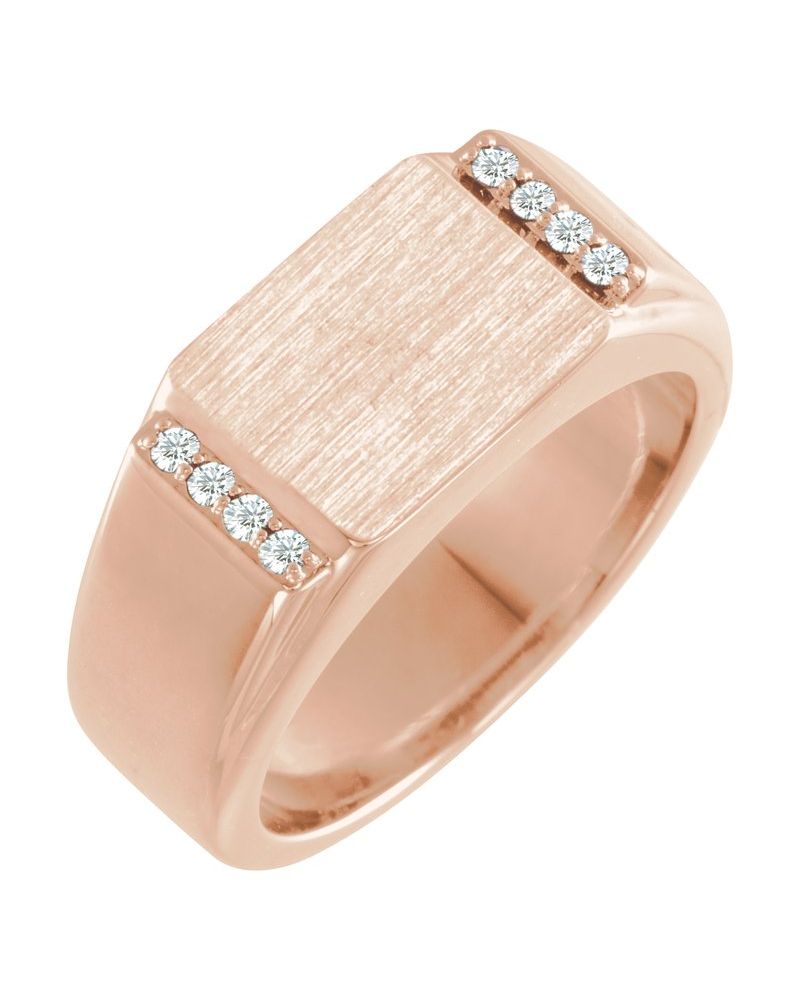 Anel Retângulo Chevalier em Ouro 14k com Diamantes Negros