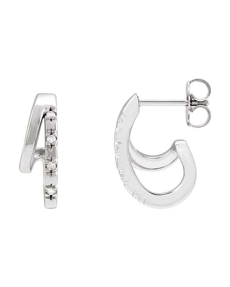Brinco de Aro Duplo Cravejado em Ouro 14k com Diamantes Naturais