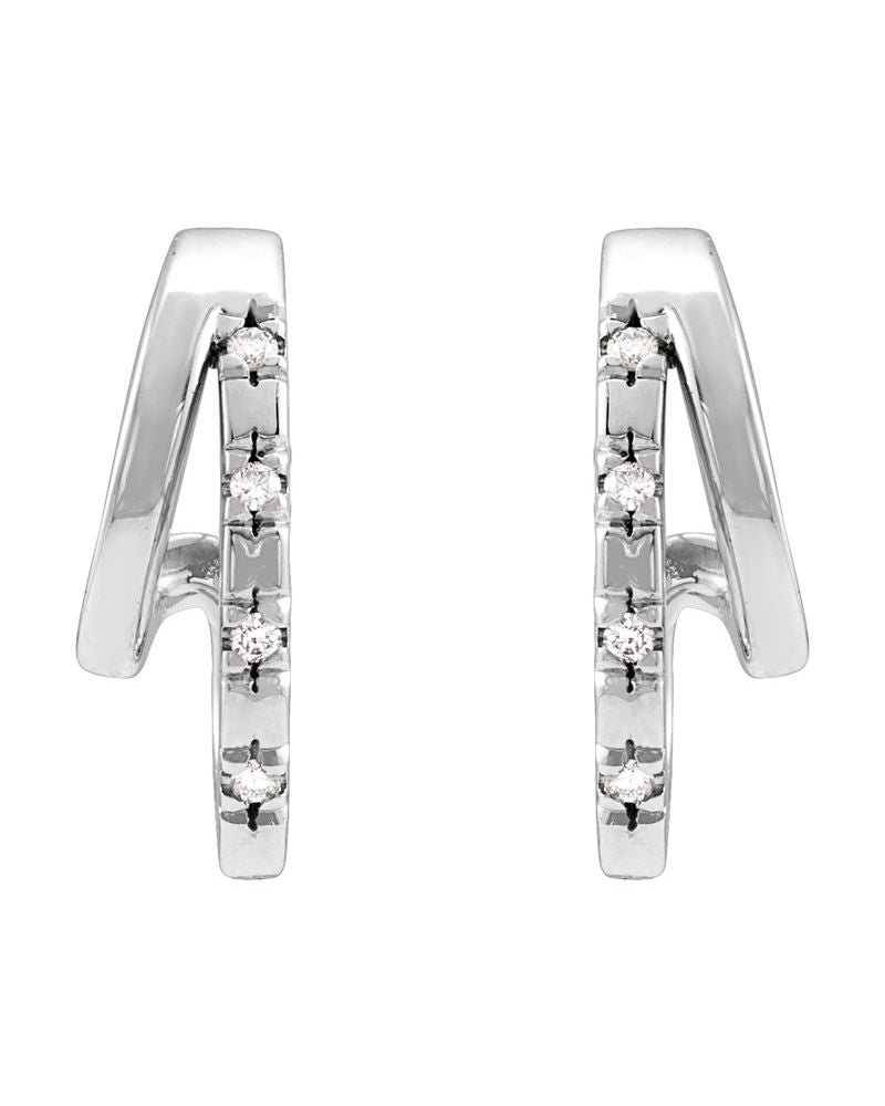 Brinco de Aro Duplo Cravejado em Ouro 14k com Diamantes Naturais