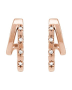 Brinco de Aro Duplo Cravejado em Ouro 14k com Diamantes Naturais