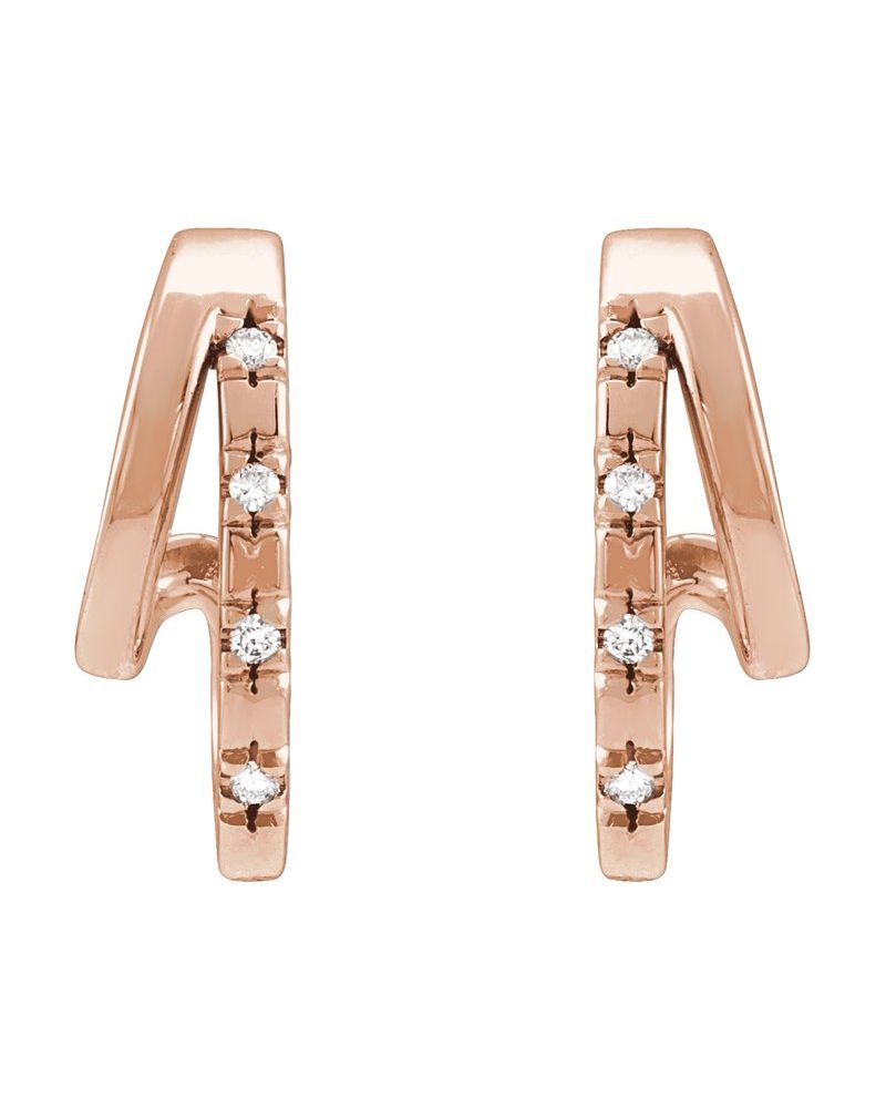 Brinco de Aro Duplo Cravejado em Ouro 14k com Diamantes Naturais