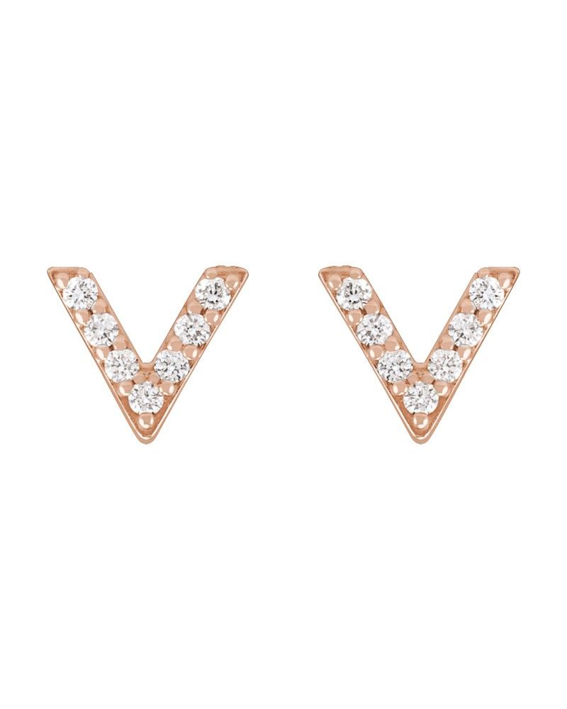 Brinco em V Cravejado em Ouro 14k com Diamantes Naturais
