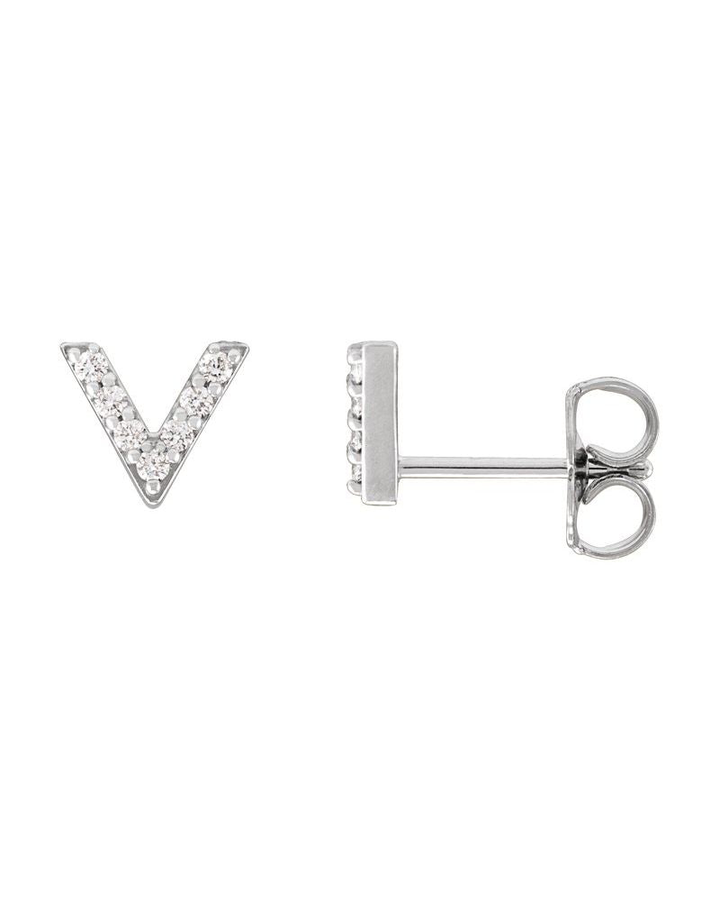 Brinco em V Cravejado em Ouro 14k com Diamantes Naturais
