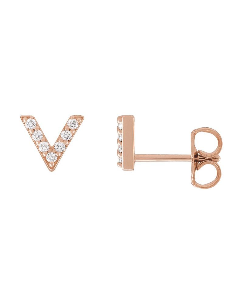 Brinco em V Cravejado em Ouro 14k com Diamantes Naturais