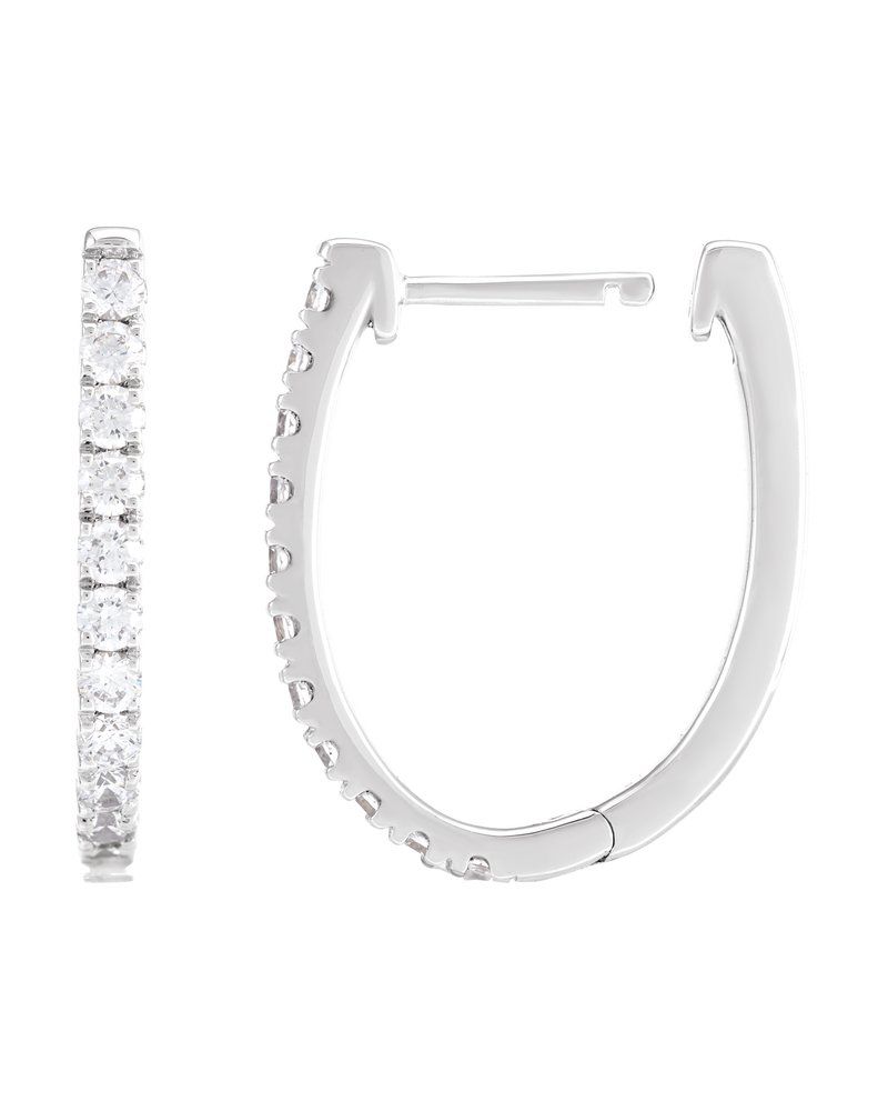 Brinco de Aro em U Cravejado em Ouro 14k com Diamantes de Laboratório – Modelo 2
