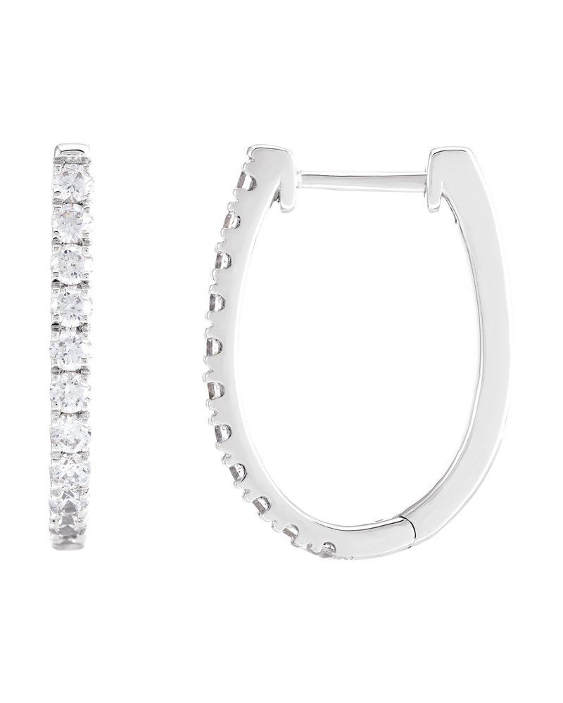 Brinco de Aro em U Cravejado em Ouro 14k com Diamantes de Laboratório – Modelo 2