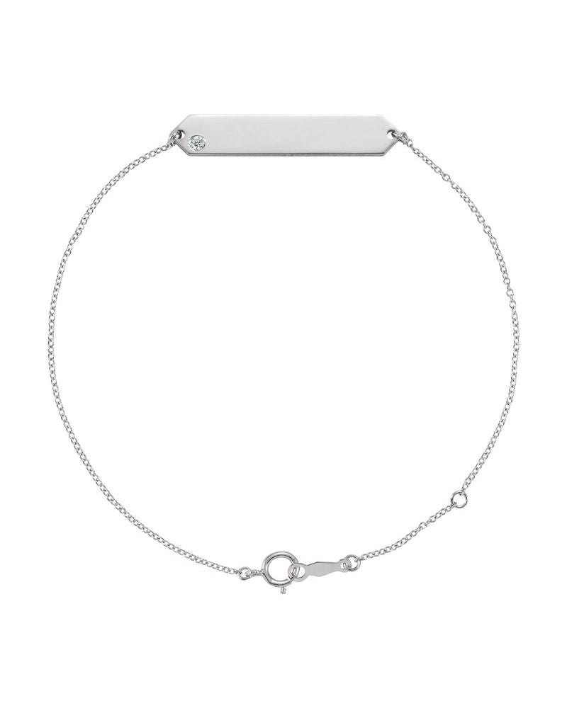 Pulseira Geométrica para Gravação em Ouro 14k com Diamantes Naturais