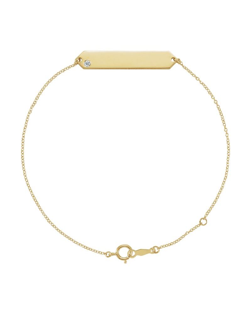Pulseira Geométrica para Gravação em Ouro 14k com Diamantes Naturais