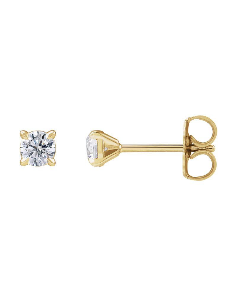 Brinco Ponto de Luz Redondo Coquetel em Ouro 14k com Diamantes de Laboratório