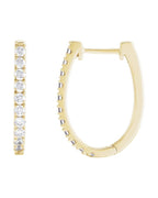 Brinco de Aro em U Cravejado em Ouro 14k com Diamantes de Laboratório – Modelo 2