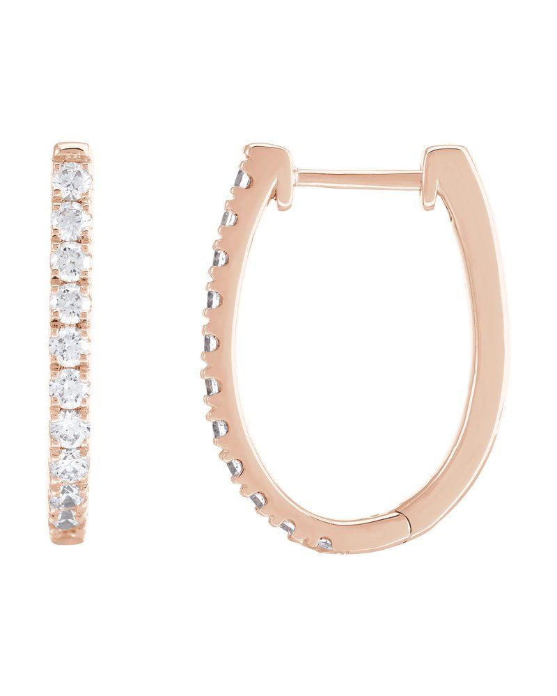 Brinco de Aro em U Cravejado em Ouro 14k com Diamantes de Laboratório – Modelo 2