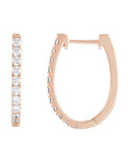 Brinco de Aro em U Cravejado em Ouro 14k com Diamantes de Laboratório – Modelo 2