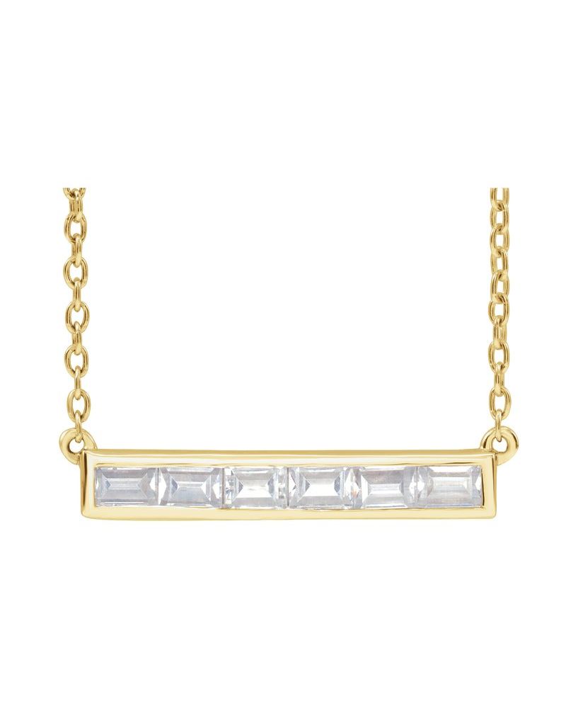 Colar Barra em Ouro 14k com Diamantes de Laboratório – Modelo 3
