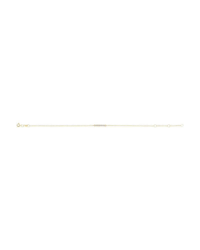 Pulseira Cabochão Barra em Ouro 14k com Diamantes Naturais