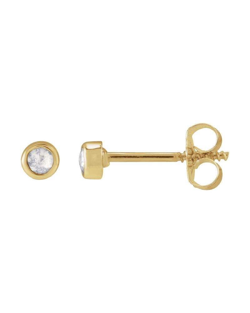 Brinco Ponto de Luz Infantil com Cravação Bezel em Ouro 14k com Diamantes Naturais