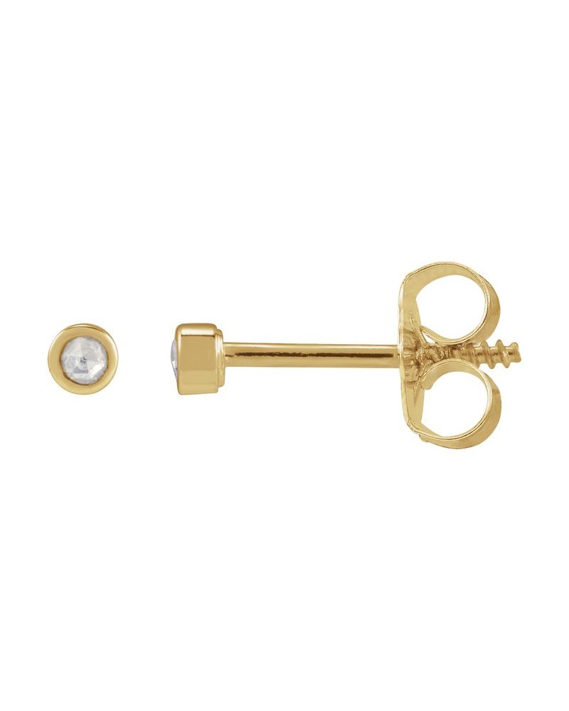 Brinco Ponto de Luz Infantil com Cravação Bezel em Ouro 14k com Diamantes Naturais