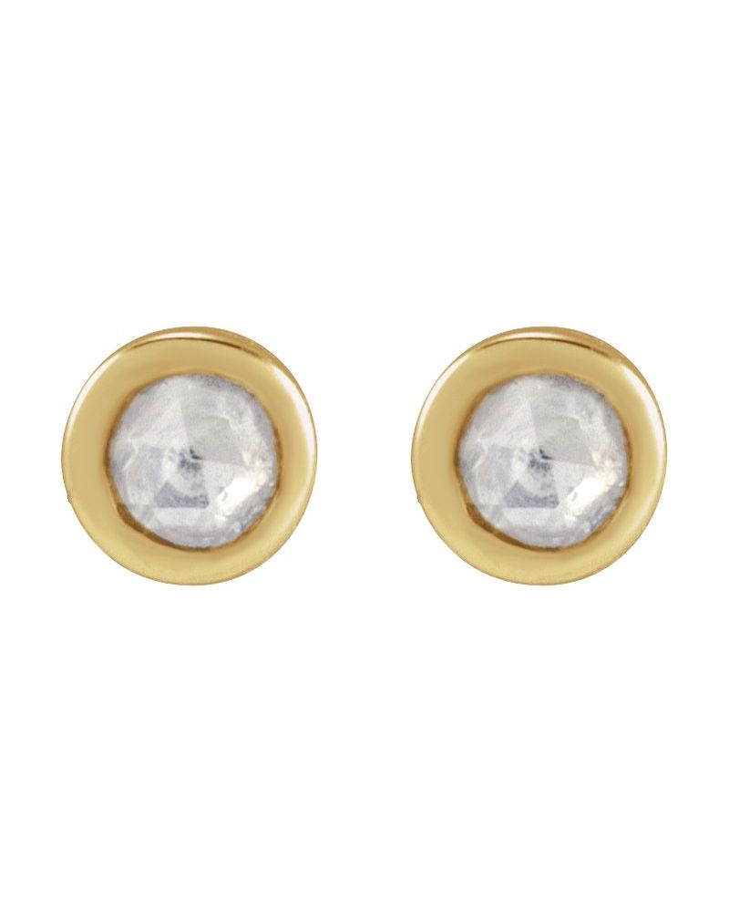 Brinco Ponto de Luz Infantil com Cravação Bezel em Ouro 14k com Diamantes Naturais