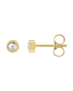 Brinco Ponto de Luz Infantil com Cravação Bezel em Ouro 14k com Diamantes Naturais