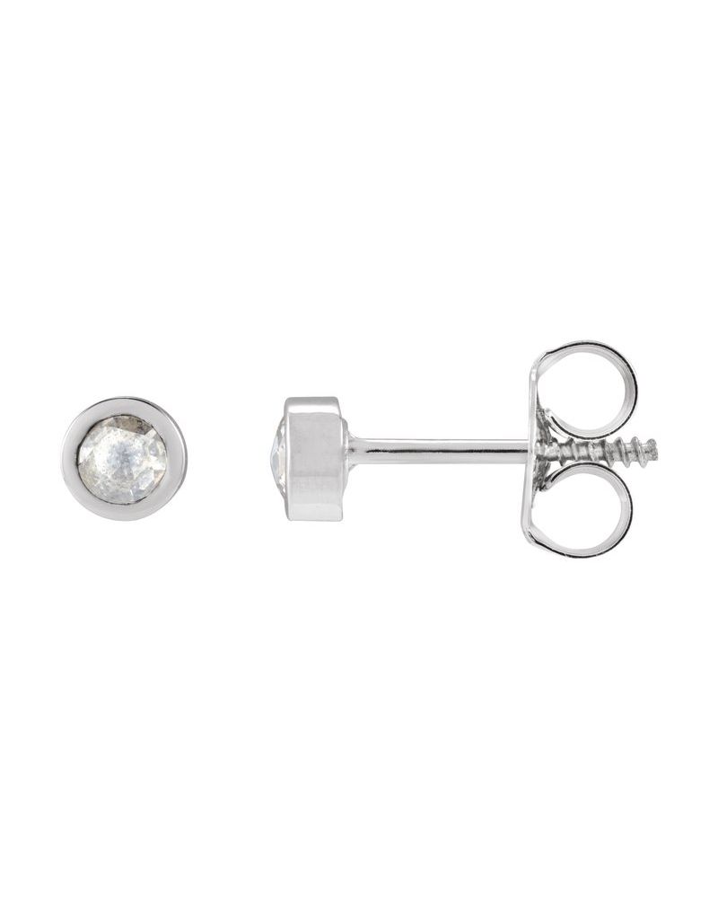 Brinco Ponto de Luz Infantil com Cravação Bezel em Ouro 14k com Diamantes Naturais