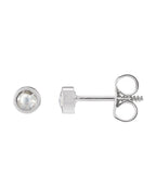 Brinco Ponto de Luz Infantil com Cravação Bezel em Ouro 14k com Diamantes Naturais