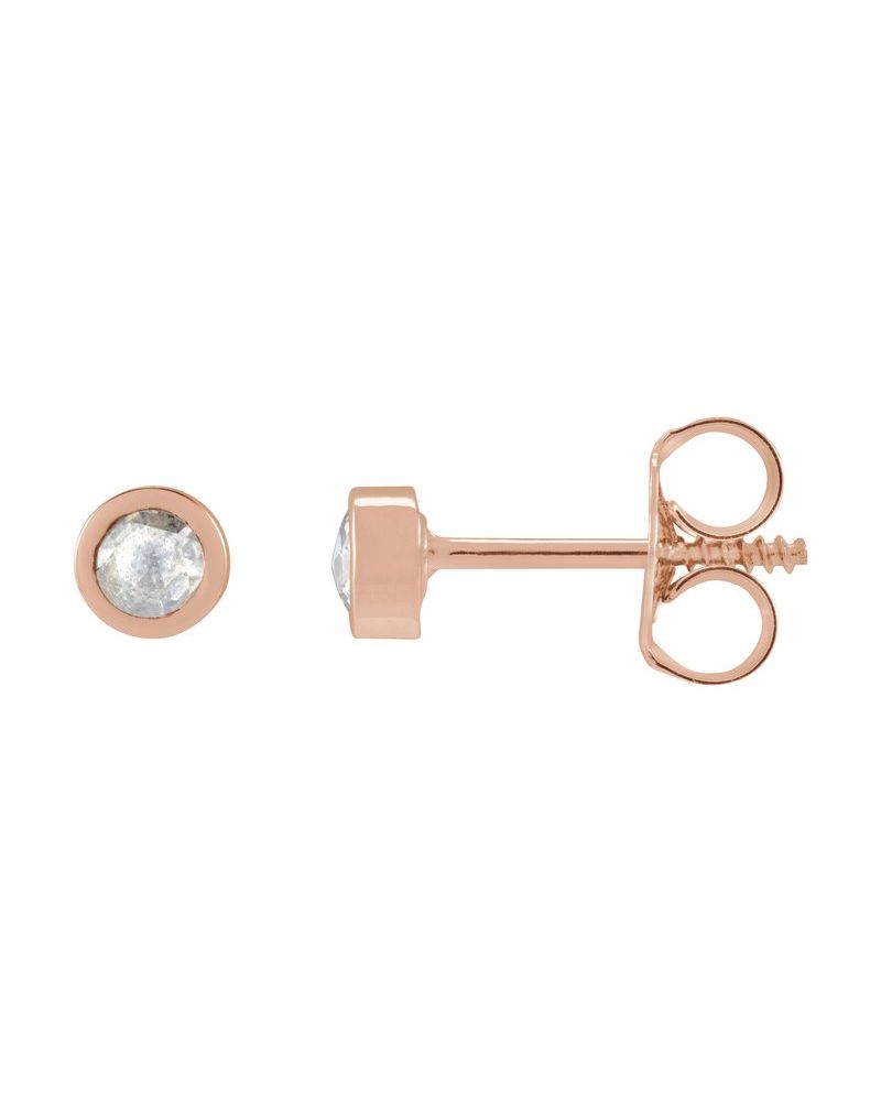 Brinco Ponto de Luz Infantil com Cravação Bezel em Ouro 14k com Diamantes Naturais