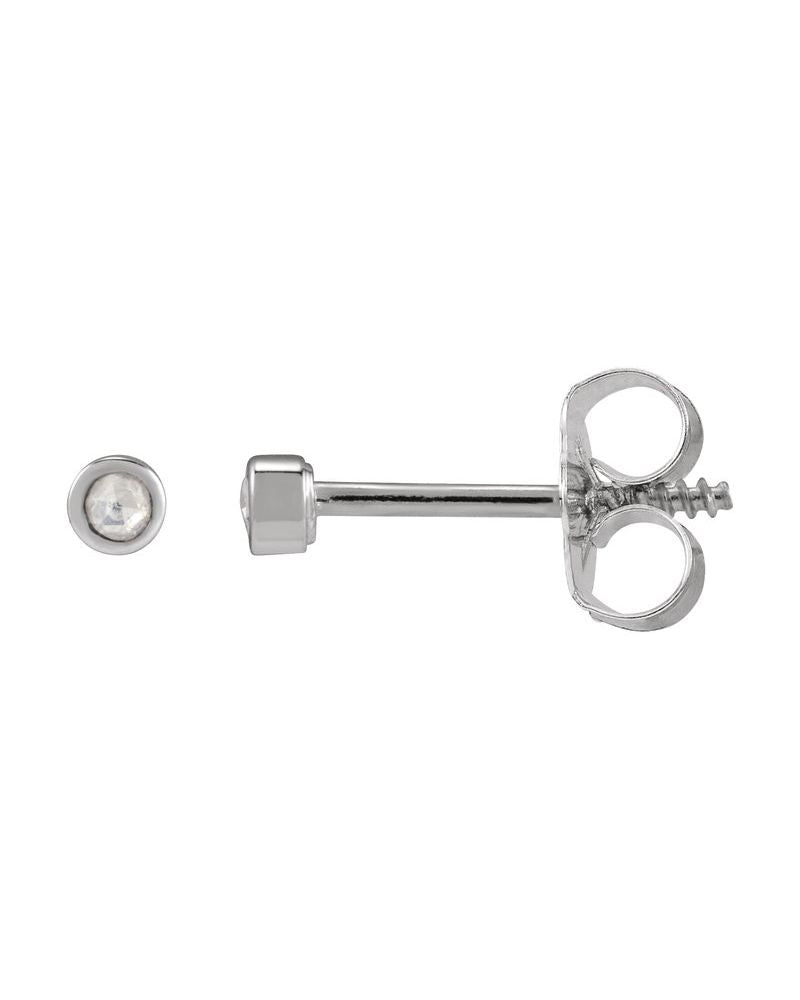 Brinco Ponto de Luz Infantil com Cravação Bezel em Ouro 14k com Diamantes Naturais