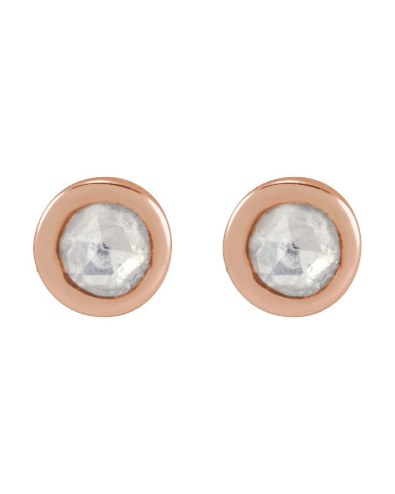 Brinco Ponto de Luz Infantil com Cravação Bezel em Ouro 14k com Diamantes Naturais