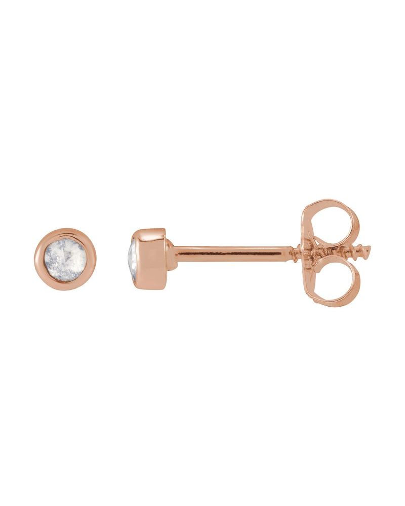 Brinco Ponto de Luz Infantil com Cravação Bezel em Ouro 14k com Diamantes Naturais