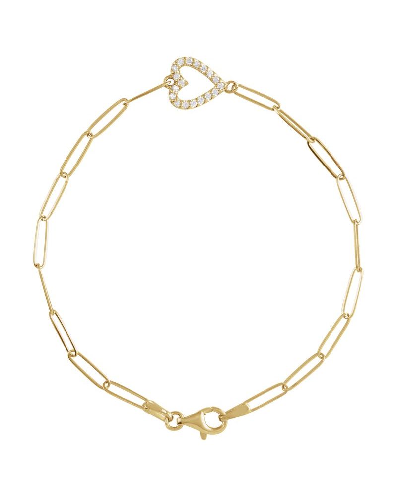 Pulseira Coração Cravejada em Ouro 14k com Diamantes Naturais