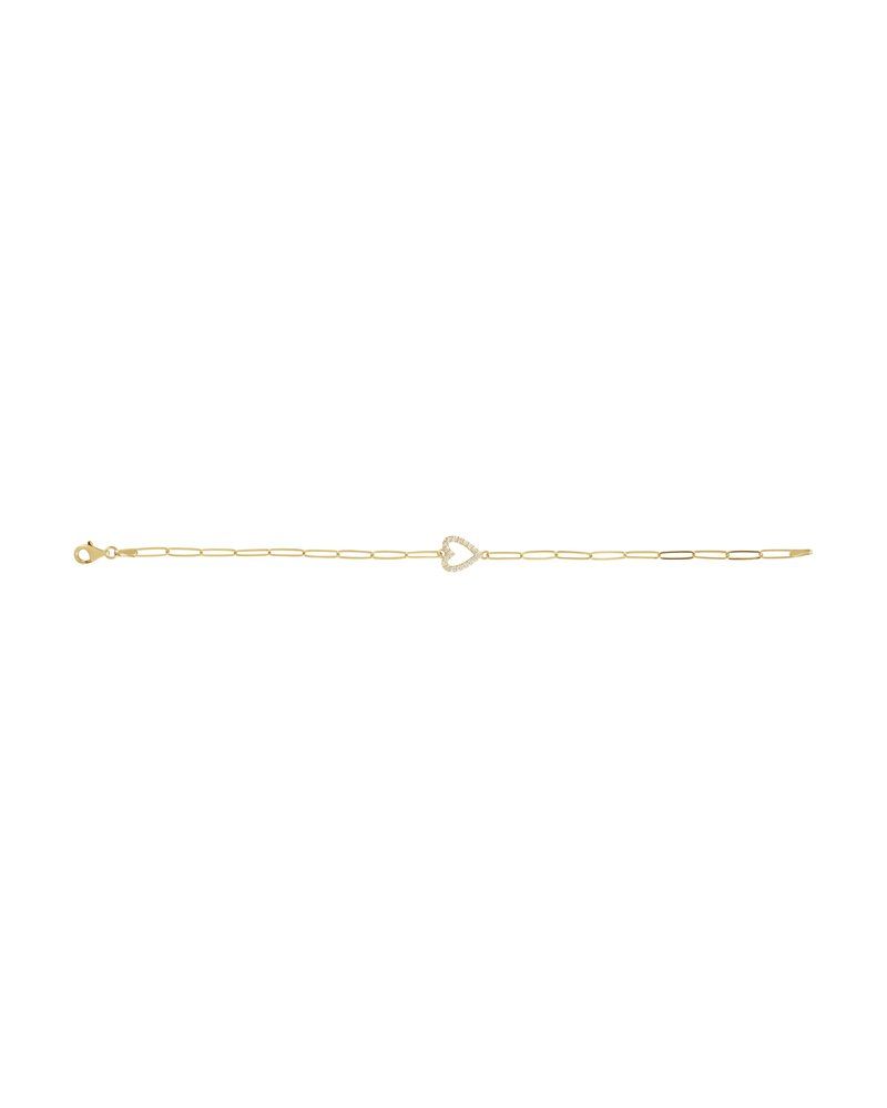 Pulseira Coração Cravejada em Ouro 14k com Diamantes Naturais
