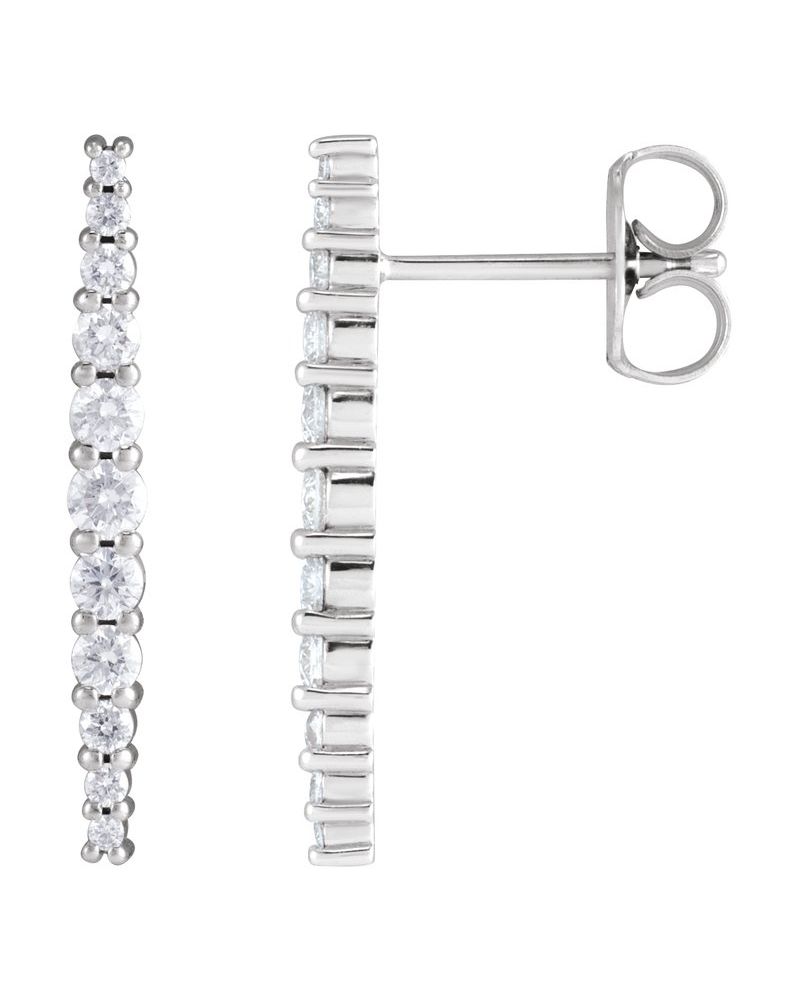 Brinco Barra Cravejado em Ouro 14k com Diamantes de Laboratório – Modelo 2