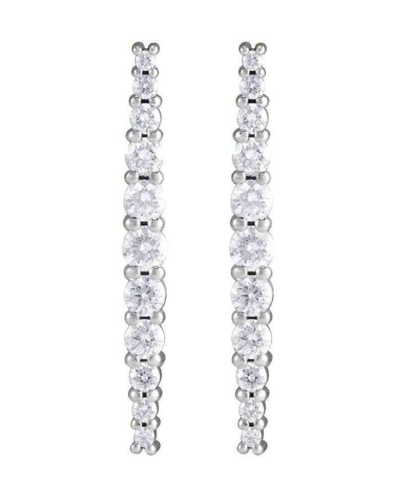 Brinco Barra Cravejado em Ouro 14k com Diamantes de Laboratório – Modelo 2