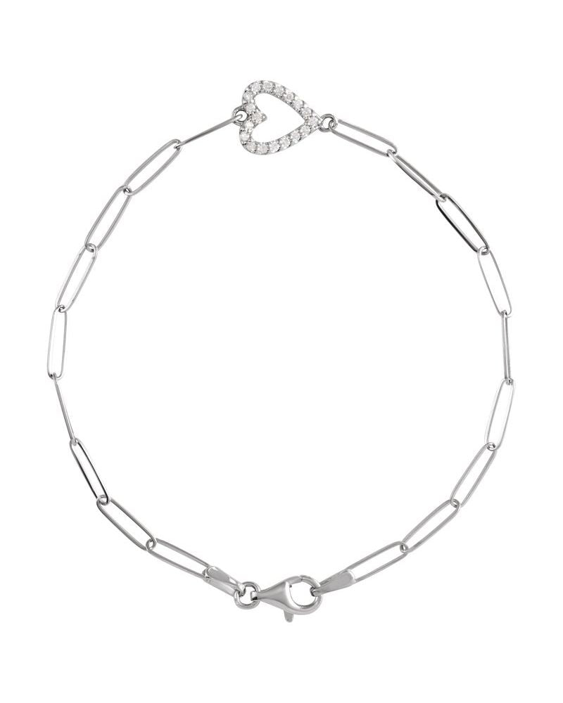 Pulseira Coração Cravejada em Ouro 14k com Diamantes Naturais