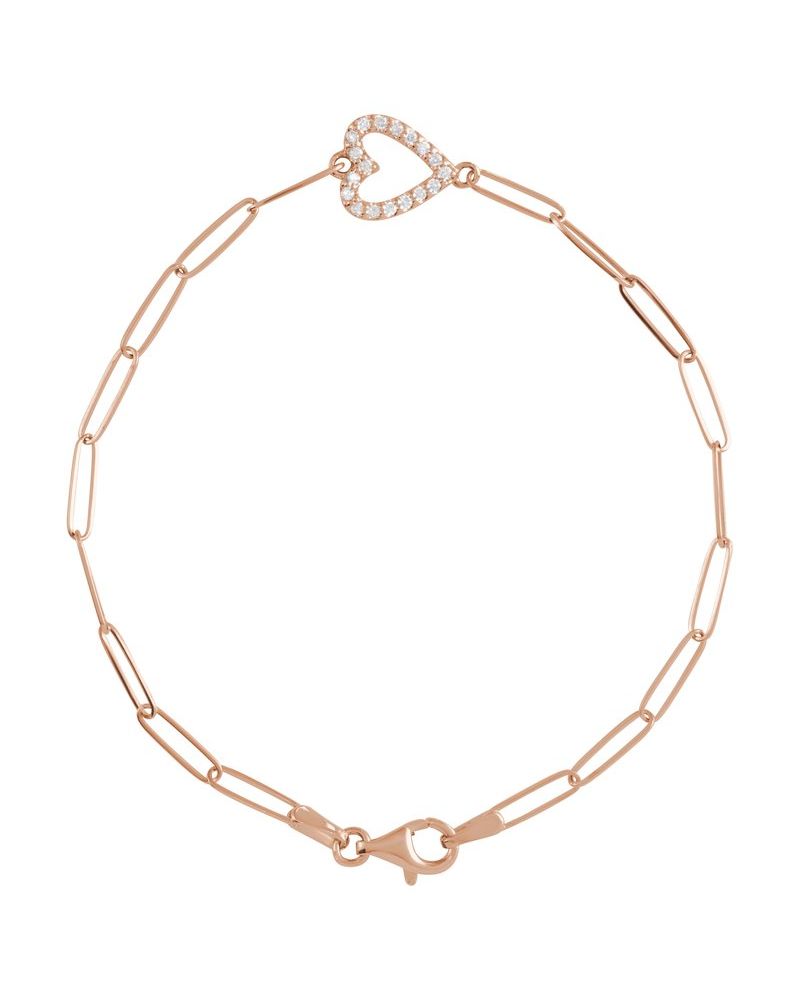 Pulseira Coração Cravejada em Ouro 14k com Diamantes Naturais