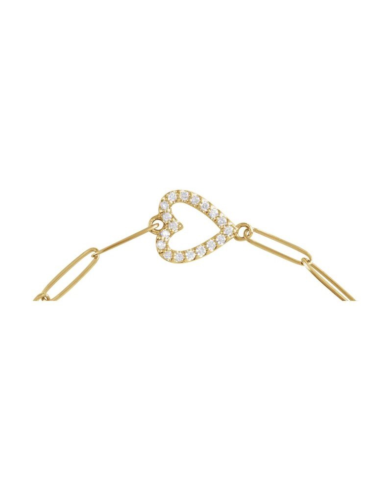 Pulseira Coração Cravejada em Ouro 14k com Diamantes Naturais