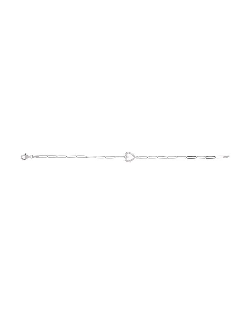 Pulseira Coração Cravejada em Ouro 14k com Diamantes Naturais