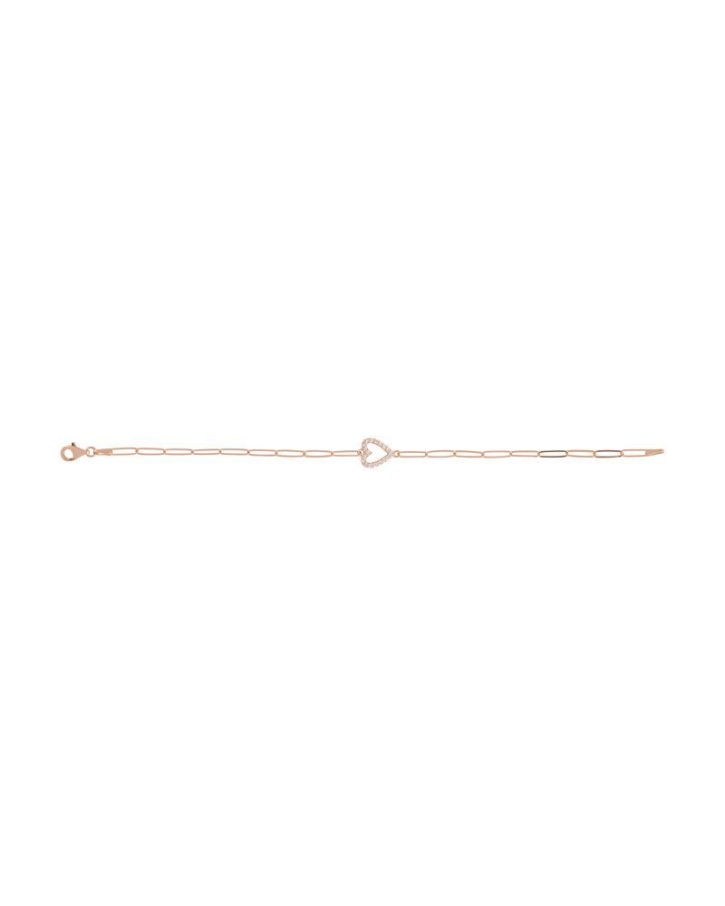 Pulseira Coração Cravejada em Ouro 14k com Diamantes Naturais