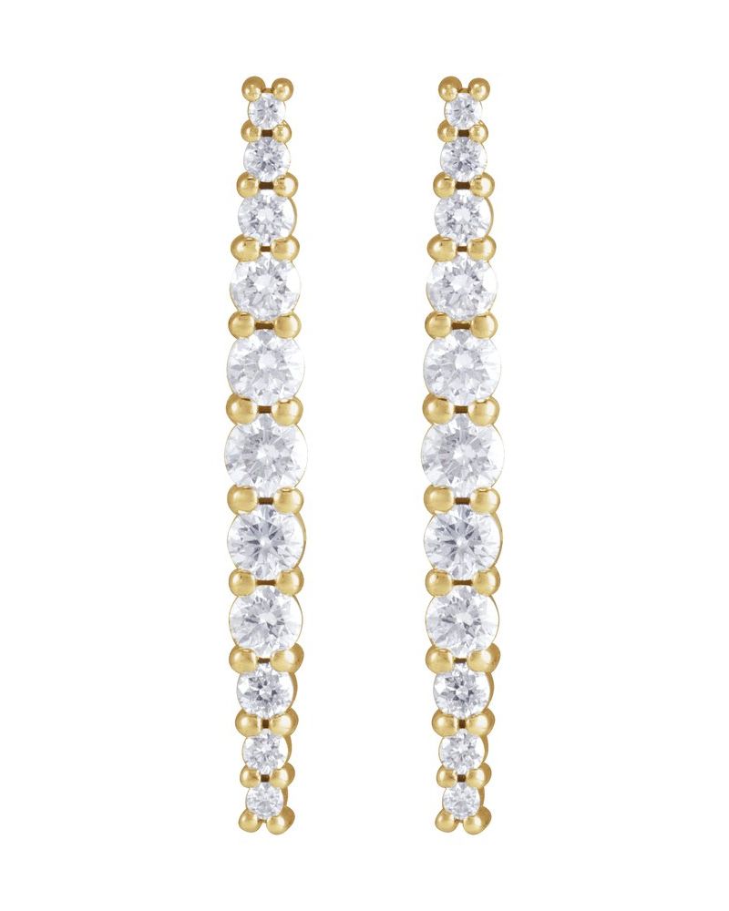 Brinco Barra Cravejado em Ouro 14k com Diamantes de Laboratório – Modelo 2