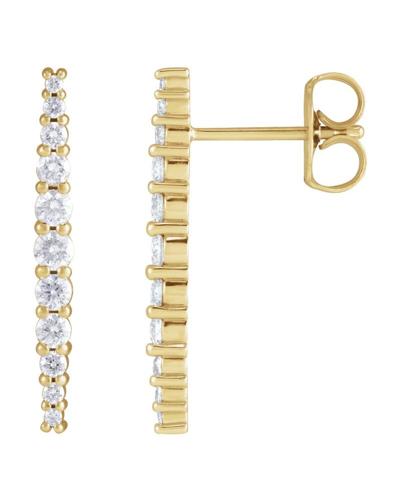 Brinco Barra Cravejado em Ouro 14k com Diamantes de Laboratório – Modelo 2
