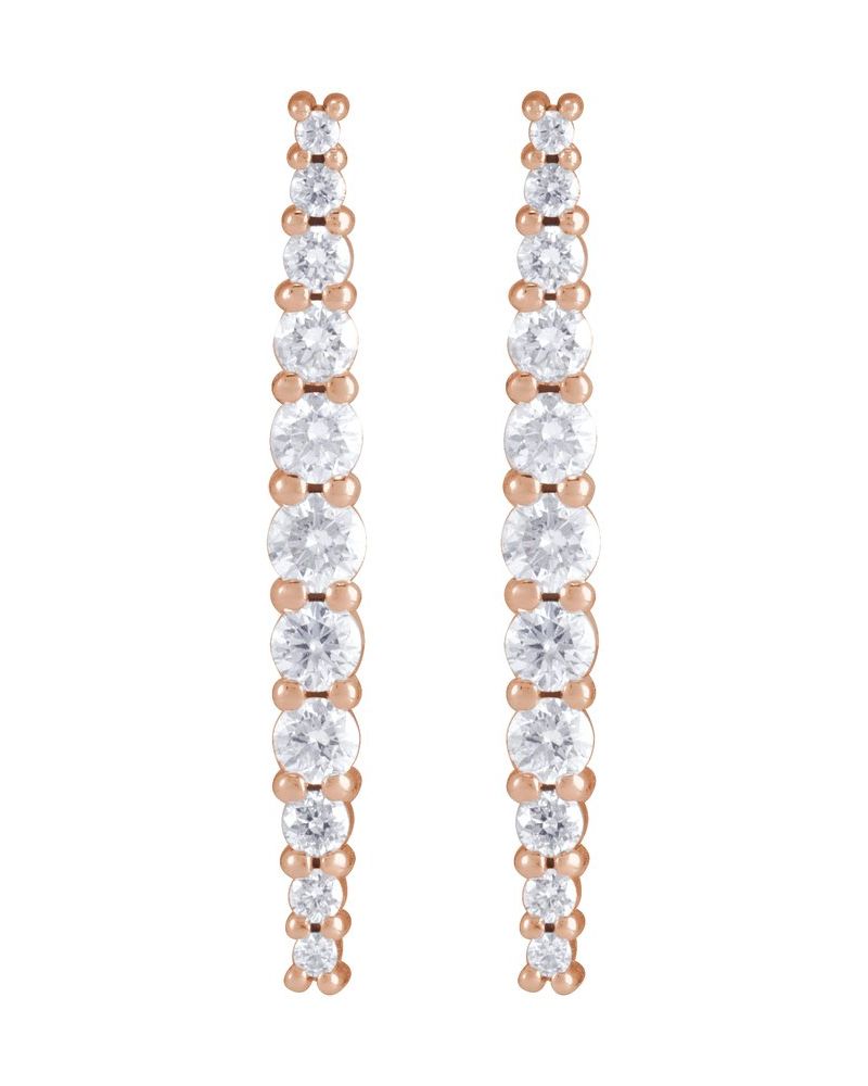 Brinco Barra Cravejado em Ouro 14k com Diamantes de Laboratório – Modelo 2