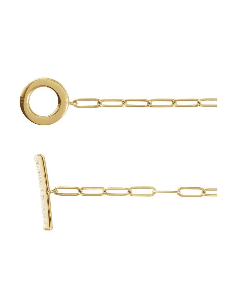 Pulseira Fecho T Cravejada em Ouro 14k com Diamantes Naturais
