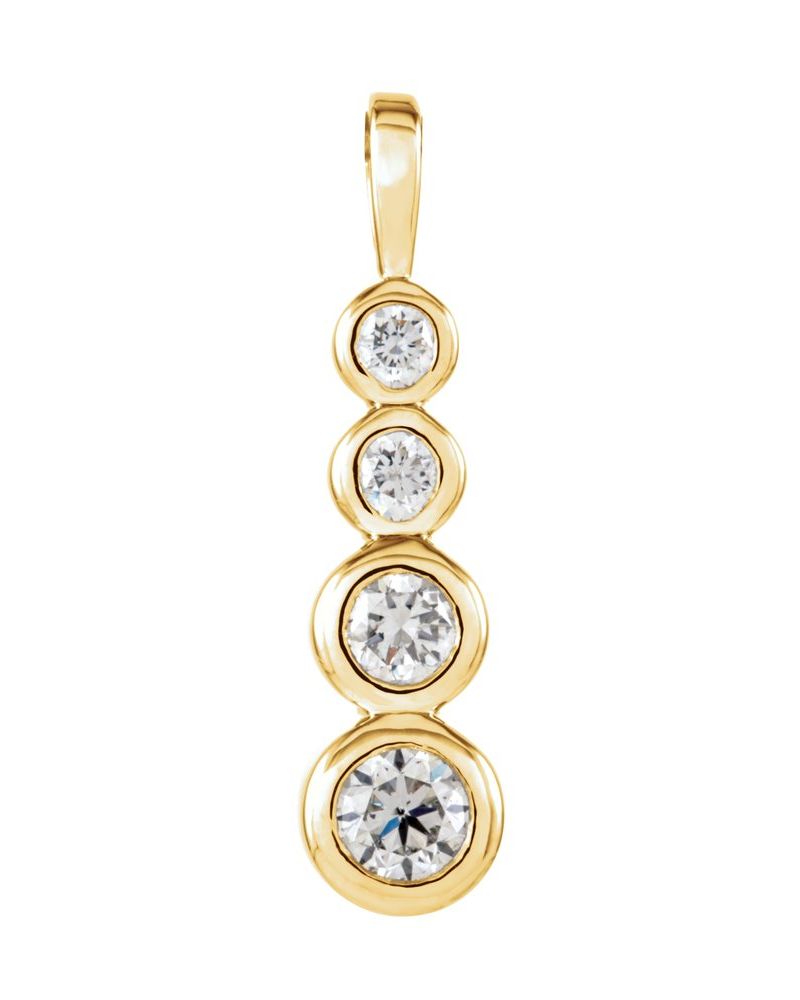 Pingente Trajetória Degradê com Cravação Bezel em Ouro 14k com Diamantes Naturais