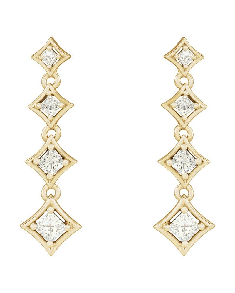 Brinco Trajetória em Ouro 14k com Diamantes Naturais