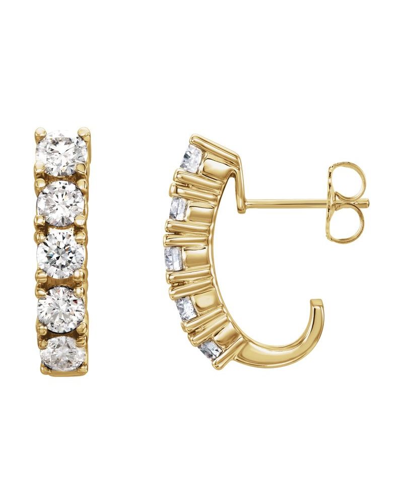 Brinco Meia Argola Cravejado em Ouro 14k com Diamantes de Laboratório