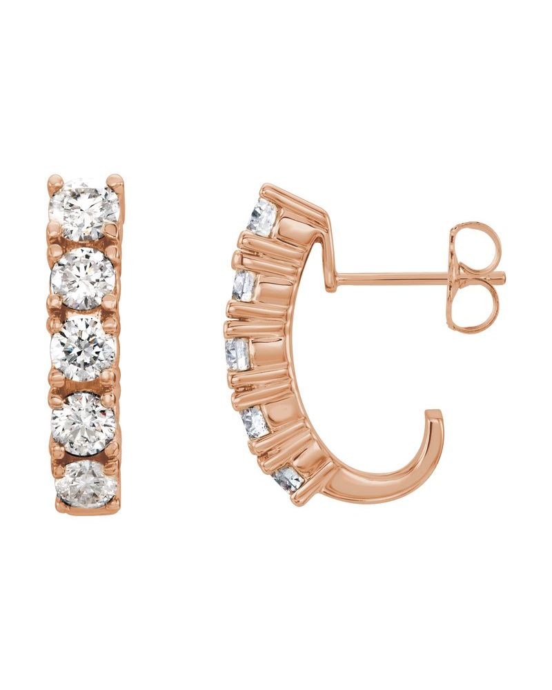 Brinco Meia Argola Cravejado em Ouro 14k com Diamantes de Laboratório