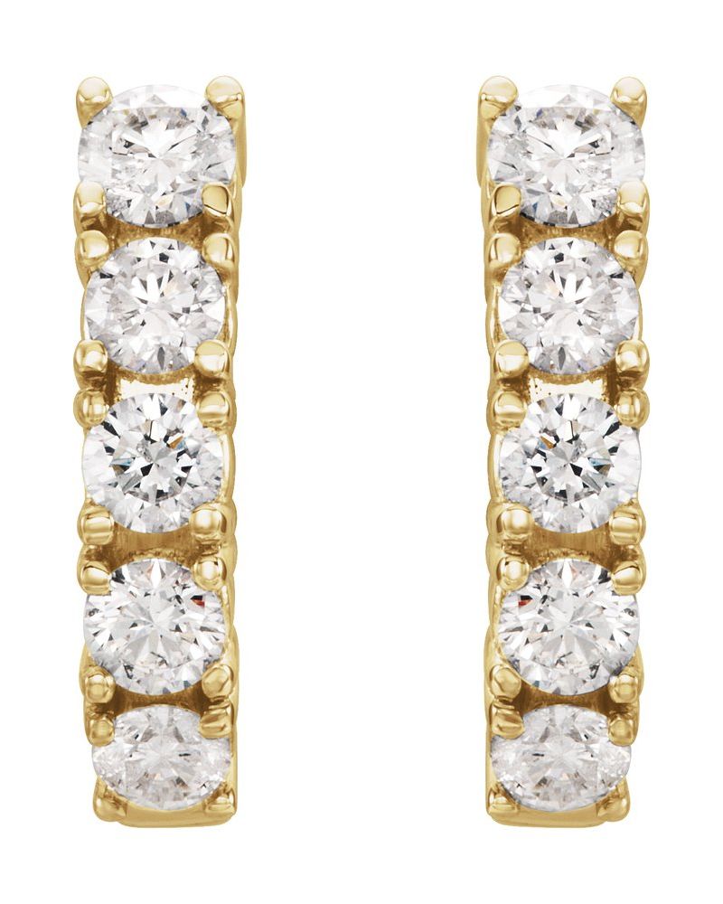 Brinco Meia Argola Cravejado em Ouro 14k com Diamantes de Laboratório