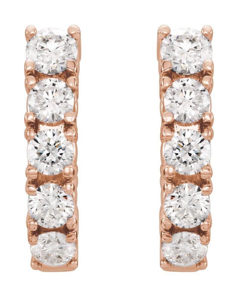 Brinco Meia Argola Cravejado em Ouro 14k com Diamantes de Laboratório